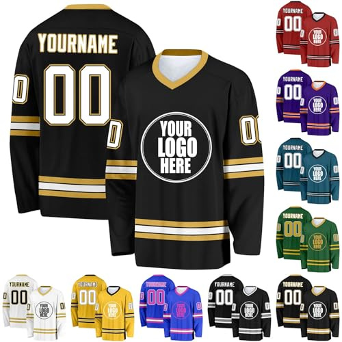 Generico Maglie da Hockey Personalizzate,Maglie da Hockey Vergini Personalizzabili con Squadra/Numero/Nome Personale,Maglie da Hockey Personalizzate per Uomo, Donna, Adolescente e Bambino (Stile 25)