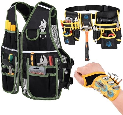 3-in-1 Tool Vest Set Adjustable Breathable for Carpenter Electrician