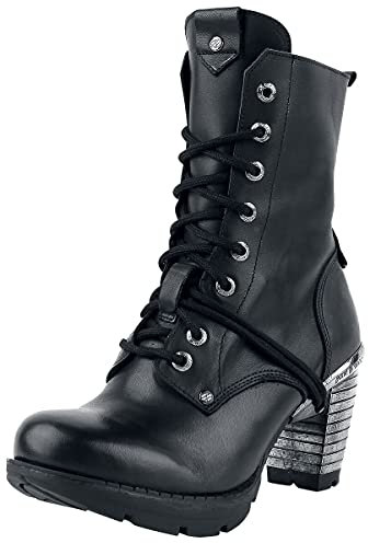 New Rock Trail Negro Tacon Acero Frauen Boot schwarz EU42 Leder Biker, Gothic, Industrial, Rockwear
