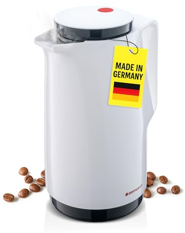 ROTPUNKT Isolierkanne 1L - Premium Kaffekanne Made in Germany I Hält bis zu 24 Std heiß I Warmhaltekanne für Kaffee und Tee (Maxima 760, Snow)