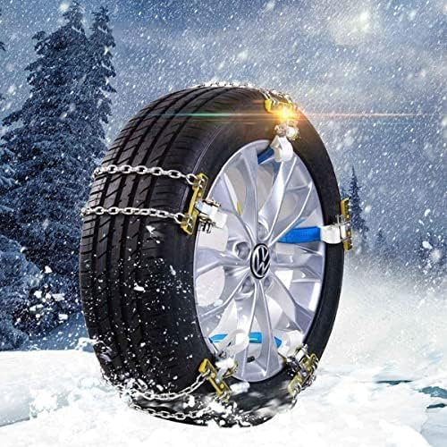 Baceyong Set of 10 Metallic Car Snow Chain Snow Socks Adjustable Anti-Skid Emergency Traction Car Winter Tyre Chains