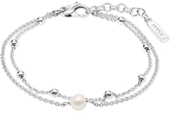 JETTE Damen-Armband 925er Silber Süßwasserperle One Size, Silber 32021990