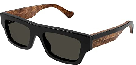 GUCCI Mens GG1301S Sunglasses, Black-Black-Grey, 55