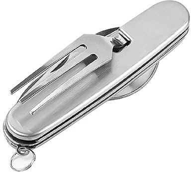 CRLLDPM 2 Pièce Kit Couverts de Camping 6 en 1 en Acier Inoxydable Pliant coutellerie Couverts Set Ensemble de Voyage en Plein air Vaisselle Amovible appliquer sur randonnée Pique-Nique