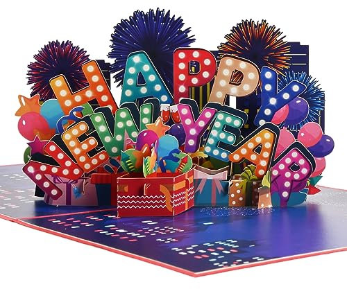 Pop Up Weihnachtskarten, 3D Grußkarten mit Umschlag für Weihnachten, Neujahr, Neujahrskarten, Weihnachten Pop Up Karte Rot, Weihnachten Geschenkkarten, Merry Christmas Klappkarte (Neujahr)
