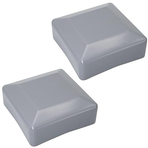 SKIR'CO (2 pcs) Fence Post Caps, Square 70 x 70 mm Grey Plastic Caps for Fence Posts, Window Grey RAL 7040 Colour