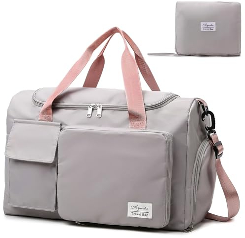 Reisetasche 35L mit Schuhfach und Nassfach Faltbare Weekender-Reisetasche Gym Travel Bag Handgepäck für Damen Herren