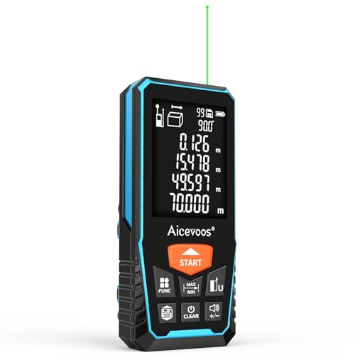Aicevoos Metro Laser, Misuratore Laser 229ft/70m con Livella Digitale, Grande Schermo Retroilluminazione, Telemetro Laser con Commutazione dell'unità M/in/Ft, Fascio verde