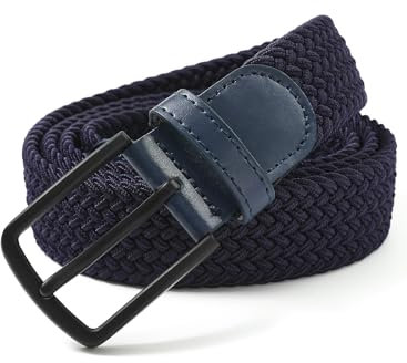 Ymmchy Elastischer Gürtel Herren Stoffgürtel Geflochtener Stretchgürtel Dehnbarer Gürtel Flechtgürtel Männer Breite 3.5cm Dunkelblau XL