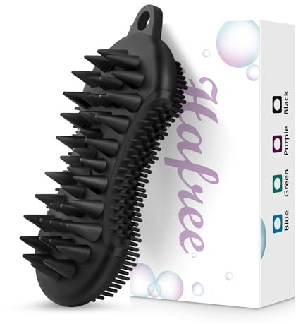 Scalp Massager Shampoo Brush, 3-in-1 Silicone Scalp Scrubber for Curly Thick Wet Hair for Kids Women Men Dog, Scalp Exfoliator Brush for Hair Growth Care, Head Cleaning, Scalp Massage (Black)