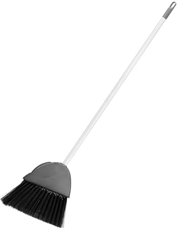 HOMESHOPA Indoor Outdoor Sweeping Broom, Long Handle Soft Angled Bristle Floor Sweeping Broom Brush, Perfect for Courtyard Garage Lobby Mall Market Floor Home Kitchen Room Office (Grey)