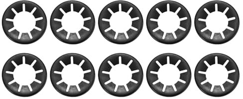 sourcing map M20 10Pcs Bearing Clamp Washer, 65Mn Internal Tooth Washers Tooth locking Ring Washers Quick Speed Nut ing Fastener, Black