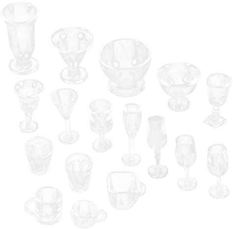Hohopeti Vaisselle Miniature pour Poupée 1:12 Transparente 17 Pièces en Plastique, Accessoires la Cuisine Miniatures pour Garçon et Filles, Maison de Poupée Décoration, Ensemble Complet