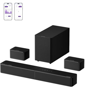 ULTIMEA 5.1ch Surround Sound System with Dolby Atmos, Wireless Subwoofer | 312W Peak, HDMI eARC, 2 Wired Surround Speakers, Bluetooth 6.0, Optical, App Control, TV & Home Theater, Poseidon M80