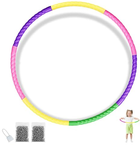 DIYCUT 7 Sezioni Hula Hoop Bambini, Cerchio Ginnastica Ritmica Staccabile, con 200 Sfere D'acciaio, Diametro 60 cm Cerchio di Fitness Splicing, per Fitness, Ginnastica, Giochi