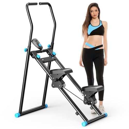 Stair Stepper para ejercicios de gimnasio en casa, máquina de escalar vertical para entrenamiento de cuerpo entero, escalador compacto plegable de cardio con ancho de paso ampliado, manillar y pedales