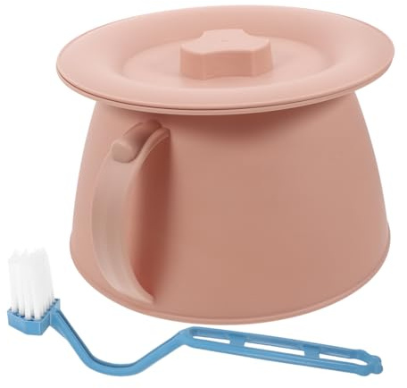 TOGEVAL Orinal Portátil con Tapa y Cepillo Cubo de Plástico Multifuncional para Cama Urinario para Mujer y Anciano Cómodo y Fácil de Limpiar para Uso Doméstico y Hospitalario