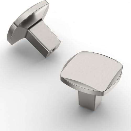 Amerdeco Lot de 10 Boutons de Meuble en Alliage de Zinc, Nickel Brossé, Design Moderne Boutons d'Armoire et de Tiroir pour Cuisine, Commode, Placard et Mobilier