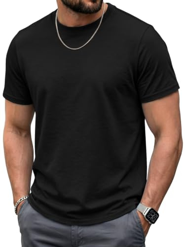Cuptacc Tee Shirt Homme 100% Coton Col Rond Tshirt Basic Unis Oversize | Manches Courtes,Basique,Respirante,décontracté,Eté,Crew Neck,O-Neck