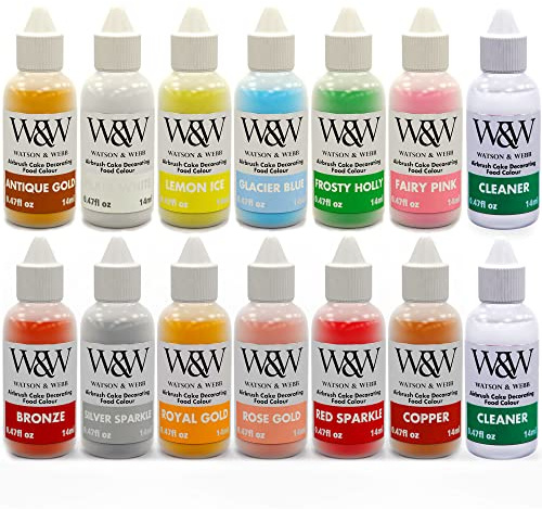 Watson & Webb Lustre Edible Airbrush Colours; Metallic & Pearl Sheen; Stunning Effects for Cakes, Cookies, Cupcakes, Pastry, Decorative Baking, Professional Use