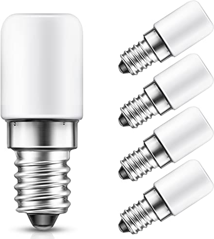 LOHAS-LED Kühlschranklampe E14, LED Birne 1.5W für Dunstabzugshaube, Ersatz für 15W, Kaltweiss 6000K, 135LM, Nicht Dimmbar, 360° Abstrahlwinkel, E14 Kleine Edison Schraube LED Bulbs for Küche, 4 Stück