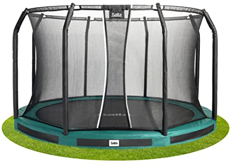 Salta Premium Ground - Bodentrampolin mit Sicherheitsnetz - Rund - ø 251/305/366/396/427 cm - Grün/Schwarz (⌀ 427 cm, Grün)