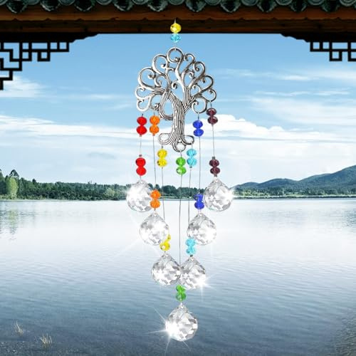 Acchiappasole Cristallo, Crystal Suncatcher, Appendere Vetro Acchiappa Sole, Suncatcher Pendente Ciondolo con Prismi Arcobaleno Maker Ornamento Decorazione per Casa Ufficio Appendere