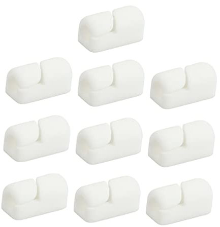 TEHAUX 10pièces Organisateur De Câbles Clips De Gestion Pour Bureau Rangement Pratique Et Compact Pour Fils Et Câbles Couleur Blanche Pour Chargeurs