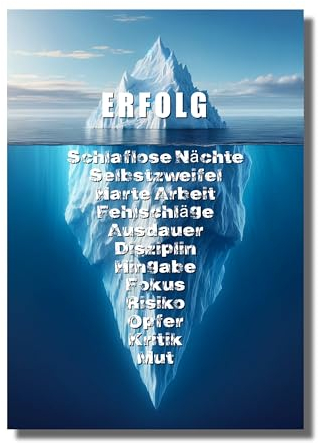 CLEAN SPORTS® Eisberg Motivationsposter - Business Motivation im Din A2 Format - Motivationsbild fürs Büro und Deinen Erfolg - ohne Rahmen (Din A2)