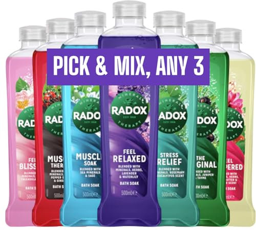 Radox Mineral Therapy Bath Soak Collection Bundle - Pick Any 3 Varieties | 3 x 500ml Bottles | Relax and Rejuvenate with Your Choice of Luxurious Aromatherapy Baths