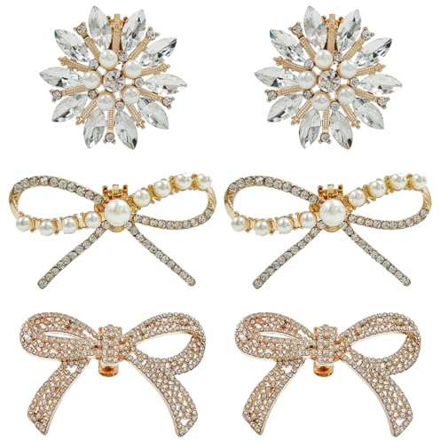 TYXHXTF 3 Paire Pinces à Chaussures en Strass, Cristal Chaussure Boucle, Femmes Fête de Mariage Décoration de Shoe Clips, Détachable Bijoux Chaussures élégants (or)