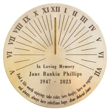 Personalised Memorial Brass Sundial- Solid Engraved Garden Sundial 8 In, Outdoor Tribute Gift, Custom In Loving Memory Sundial Garden Decor Keepsake, Bereavement Gift for Gardens, Handmade UK
