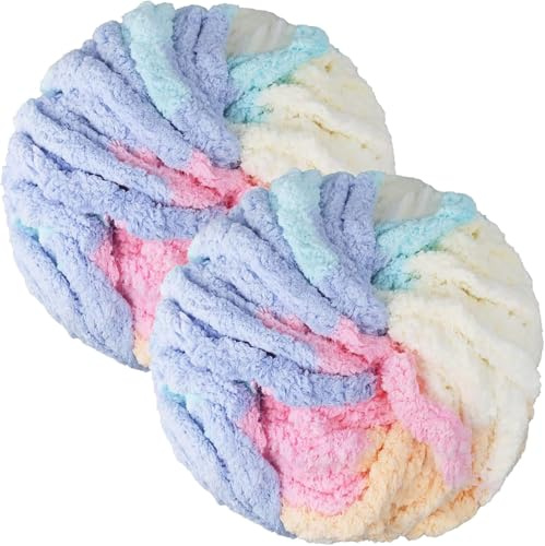 Bafeil Tjockt stickgarn 500g, fluffig chenilleull för virkning, XXL-garn med grov stickning mjukt för filt, kudde, sjal, perfekt för handstickning, DIY-hantverk