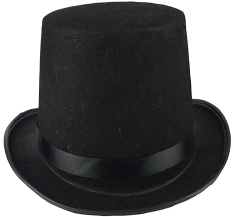 BEAHING Chapeau haut de forme pour hommes : chapeau de costume magicien en feutre 6, 3 pouces haut pour accessoire fête formelle d'Halloween