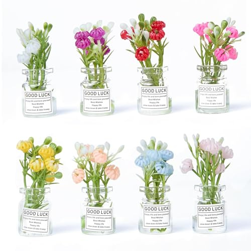 8PCS Imanes Nevera Jarrones 3D,Mini Iluminado Jarrones Imán con Flores,Imanes Nevera Deco Pequeños,Imane para Never y Pizarra Magnética,Bonitos Magnets Decor para Refrigerador,Cocina y Taquillas