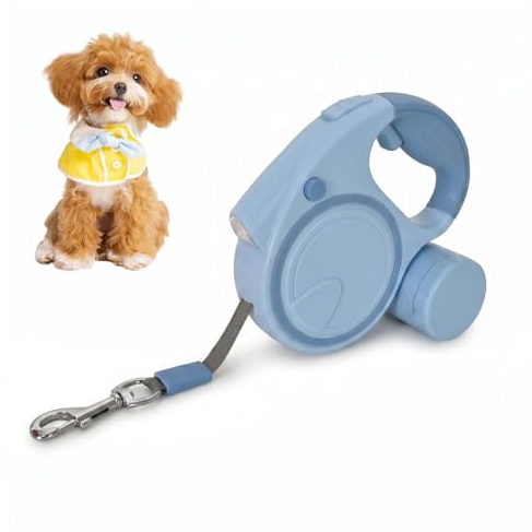 Correa Perro Extensible 5 Metros para Perros, Correas Extensibles Pensativo con Linterna, Correa Retráctil Perros para Adiestramiento y Paseo, Correa Flexible Larga, Bloqueo Seguro y Sin Enredos