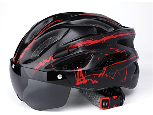 Yusat Mountainbikehjälm, Lätt Andningsbar Landsvägscykelhjälm med Skyddsglasögon för Män Dam Justerbar Storlek 53-58cm