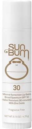 Sun Bum Mineral Sunscreen Lip Balm LSF 30 – Hawaii Act 104 konform (Octinoxat- und Oxybenzonfrei) – Zinkbasierter Breitspektrum UVA/UVB-Lippenschutz – 4,3 g Stick