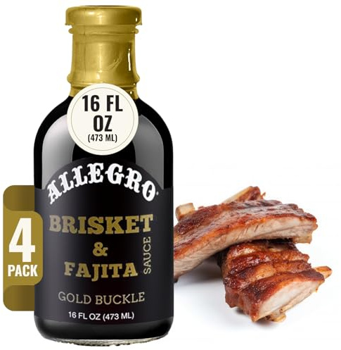 ALLEGRO - The Marinate Everything Marinades | Gold Buckle Sauce for Brisket, Fajita & Meat | Marinade for Grilling, Roasting & Cooking | Flavorful & Easy to Use | 16 Oz (Pack of 4) - Brisket & Fajita