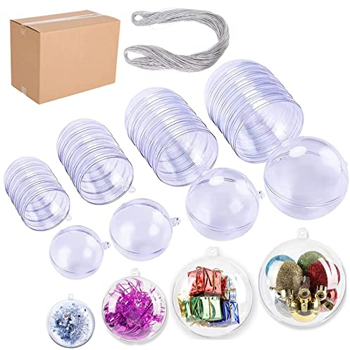 20 Stück Klar Weihnachtskugeln,4 Größen Befüllbare DIY Christbaumkugeln aus Plastik,Weihnachtskugeln Baumschmuck,Weihnachtssouvenirs, Weihnachten Deko zum Befüllen als Christbaumschmuck (4 Größen, 20)