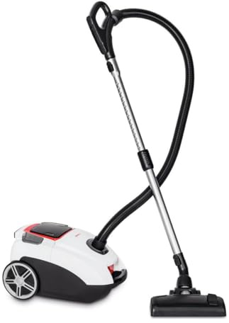 Rotel 1690150, Bodenstaubsauger mit Beutel und Zubehör, leiser Staubsauger mit Beutel, Weiß, Rot, Schwarz, Kunststoff, Metall, 46 x 32 x 26 cm
