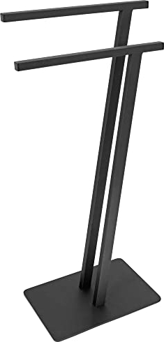Handtuchständer Silvia Zweifach Freistehend Bodenplatte | aus Stahl | Breite 40cm Höhe 85cm | schwarz | Handtuchhalter Stummer Diener Herrendiener Kleiderbutler Loftstil Industrial