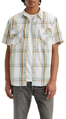 Levi's Men's Ss Relaxed Fit Western Shirt, Waab Plaid Mustard Olive, XL