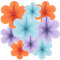 Easy Joy 9 guirnaldas colgantes de flores de papel, azul, naranja y lila, guirnalda de cumpleaños, decoración de mesa de cumpleaños para niñas, fiestas de té, verano, baby shower, cumpleaños