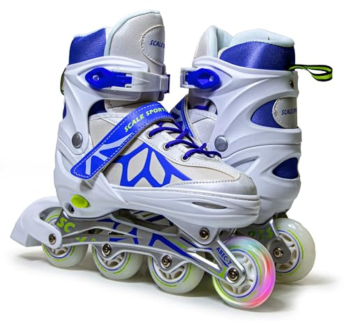 Scale Sports - Justerbara rullskridskor med upplysta hjul för barn och vuxna - Inline-rullskridskor för barn och vuxna - Inline-rullblad för barn och vuxna (lila, UK 2,5-5 (EU 35-38) M) M)