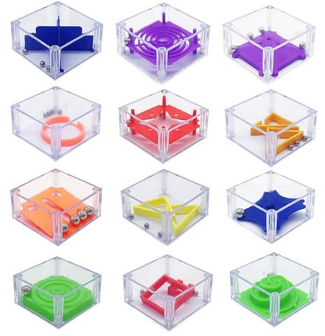 Puzzles Mini Juegos,Juego de Paciencia,Mini Juegos Rompecabezas,12PCS Juegos Habilidad con Niveles Diferentes 3D Laberinto Juguetes Juego Intelecto Educativo para Adultos y Niños Regalos