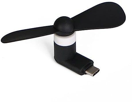 BFLKY Ventilador USB-C portátil, silicona, pequeño, negro, funcionamiento eficiente de energía
