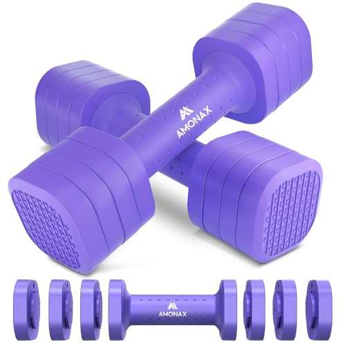 Amonax Pesi Palestra Manubri Regolabili 4 in 1, Set di pesas 1kg/1.5kg/2kg/2.5kg per Uomo e Donna, Kit Pesi Palestra per Casa, Manubri Palestra Compatti per Allenamento di Forza e Fitness Quotidiano