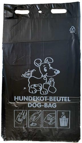 Hundekotbeutel 250 x 310 + 30 mm schwarz mit Druck geblockt 100 Stück