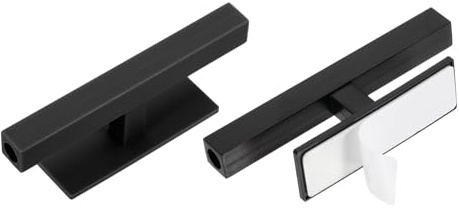 uxcell 2 Pack Self-Stick Push Pull Helper, 4 Inch Plastic Adhesive Cabinet Handles Rectangle Stick-on Handle for Kitchen Cabinet Window Sliding Closet Door Wardrobe(Black)